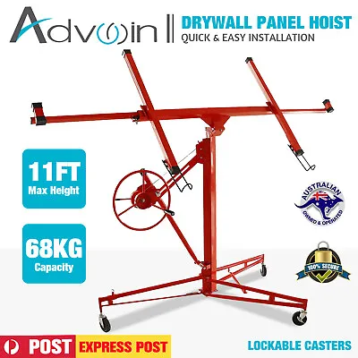 Advwin 11FT Drywall Panel Lifter 68kg Gyprock Hoist Plasterboard Lift W/Casters • $269.90