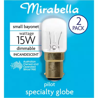 2 X Mirabella 15W Clear Pilot Light Globes Bulbs Lamps B15 Small Bayonet SBC • $19