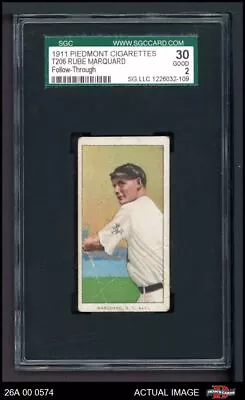 1909 T206 Rube Marquard Pitching Giants HOF VARIATION SGC 2 - GOOD • $410