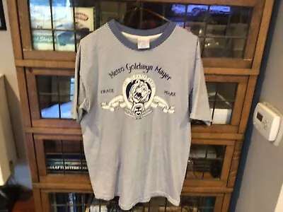 VTG MGM STUDIOS Metro Goldwyn Mayer Striped Premium Sportswear USA TSHIRT SZ M/L • $53.99