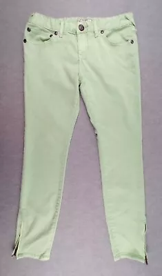 Free People Jeans Womens W 27 Mint Green Denim Stretch 1/4 Ankle Zip Skinny • $15.20