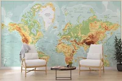 3D Green World Map Wallpaper Wall Murals Removable Wallpaper 113 • $26.10