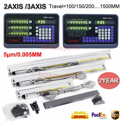 Precision 5um Linear Scale 2/3 Axis Digital Readout DRO Display W/ 3meter Cable • $175.88