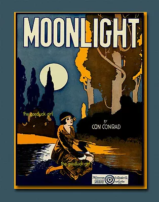 MOONLIGHT FLAPPER 8x10 Vintage Sheet Music Cover Art Deco Art Print • $14.99