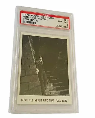 Monster Die Laughing 1973 Topps Universal Horror Card PSA 8 Frankenstein Karloff • $400