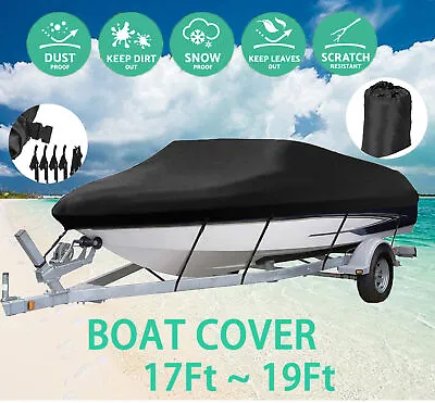 £27.99 • Buy 17-19FT 210D Heavy Duty Boat Cover Waterproof Speedboat V-Hull Fish Ski Marine
