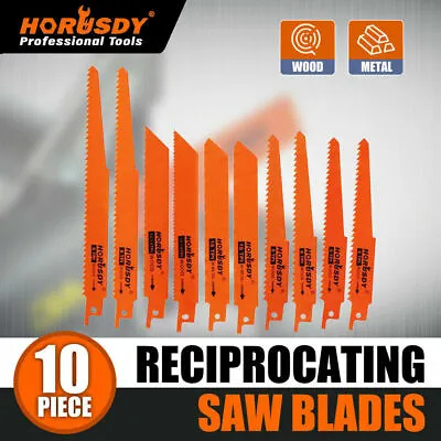 10Pcs Reciprocating Saw Blades Wood Bi-Metal For Bosch Dewalt Milwaukee Makita • £6.85