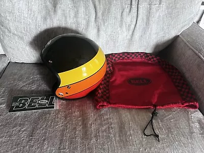 BELL Custom 500 Riff Retro Open Face Motorcycle Helmet XL Red/Orange/Yello/Black • $122.71