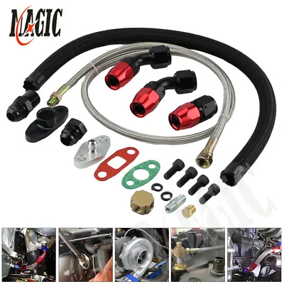 Turbo Oil Feed Line Oil Return Line Oil Drain Line Kit T3 T4 T70 T66 T60 TO4E BK • $71.06