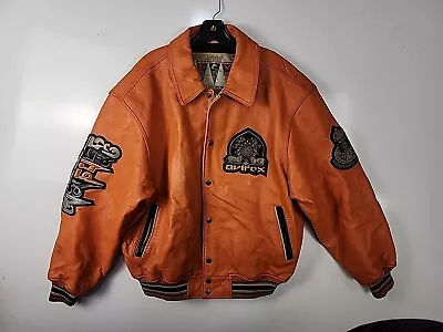 Avirex Leather Special Edition MEDITATION Orange Vintage Jacket/Coat RARE SZ XL • $63