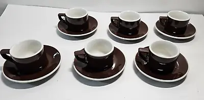 Set Of 6 Vintage ACF Italy Espresso Demitasse Brown & White Coffee Cup/Saucers • $38