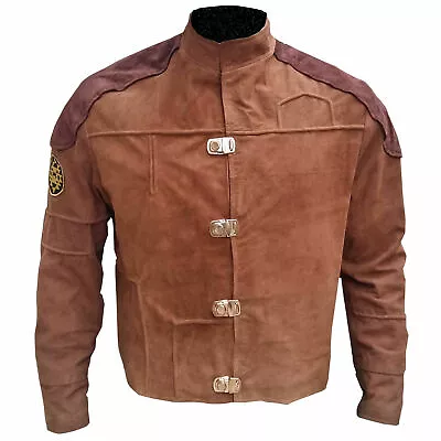 Battlestar Jacket Galactica Viper Pilot Motorcycle BSG Brown Suede Leather Coat • $129.98