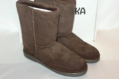 NEW! NIB! MINNETONKA Chocolate Brown PUG Sheepskin Winter Boots Sz 9 11 • $99.96