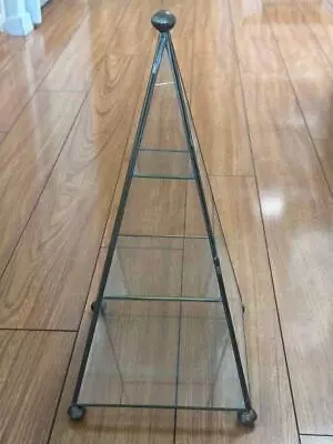 Vintage Curio Display Brass Glass Pyramid 3 Shelf See Description For Details • $19.99