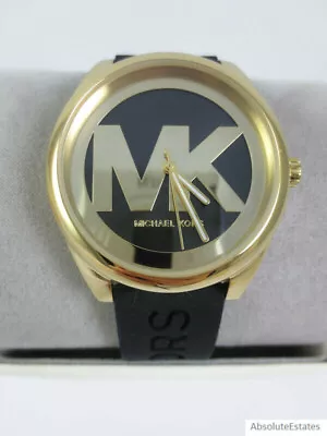 NEW Michael Kors Janelle Jan Black & Gold Watch MK7313 NIB + Box • $148.98