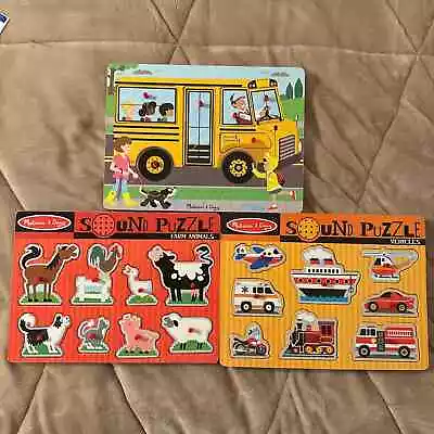 Lot Of 3 Wooden Sound Puzzles Melissa & Doug  • $18.87