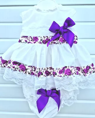 DREAM 0-4 Years  Baby Girls Ivory Purple Roses Summer Top  And Knickers Set • £19.99