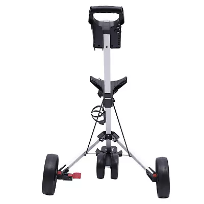 3 Wheel Golf Push Cart Swivel Front Wheel Black Cup/Umbrella Foldable USA HOT • $67.45