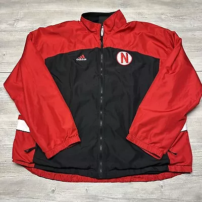 Vintage Nebraska Cornhuskers Track Jacket Mens 2XL XXL Full Zip Adidas • $18.06