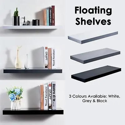 £22.95 • Buy High Gloss Floating Display Shelves Wall Mounted Hidden Bracket Shelf In 5 Sizes