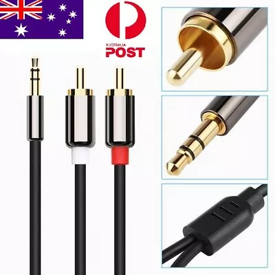 3.5mm Stereo Jack To 2 RCA Phono Y Splitter Audio Cable Cord For SpeakerTVDVD • $14.99