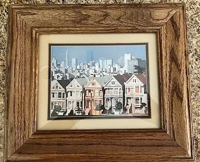 Vintage Foil Art Framed San Francisco Painted Ladies And Cityscape • $30