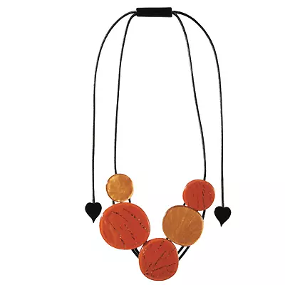 Zsiska Selene Adjustable Orange And Gold Necklace • $110