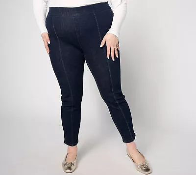 Denim & Co. Stretch Petite Jegging With Seam Details Jeans Dark Wash 14 New • $34.99