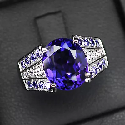 Striking Violet Tanzanite Rare 4.3Ct 925 Sterling Silver Handmade Rings Size 7.5 • $20.99