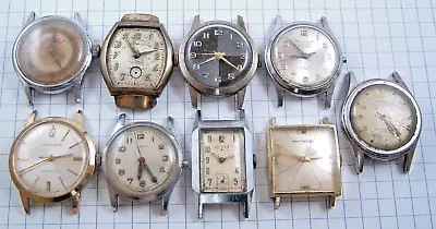 Lot Of 9 Vintage Mens NR Watch For Parts Repair Benrus Gotham Seeland Caravelle • $23