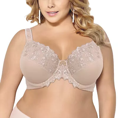 14 16 18 20 22 24-28 C D DDEFG GG Plus Size Underwire Full Coverage Bra Unpadded • $21.98