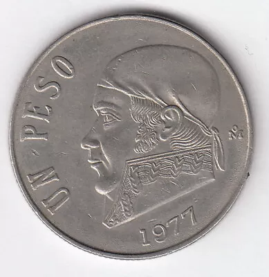 MEXICO 1977 1 Peso - KM#460  -Morelos Y Pavon-  Copper Nickel  R.83 • $3.64