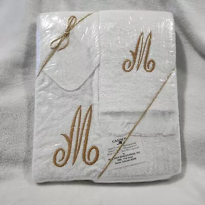 Cannon Bath Towel Set Monogramed Letter M By Mile High Monograming Inc Denver CO • $22