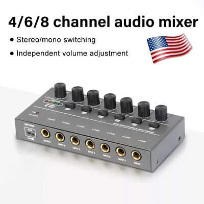 US Ultra Low Noise 4/6/8 Channel Line Stereo Mixer Mini Audio Mixer Type-C DC 5V • $34.75