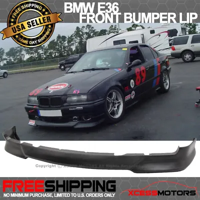 Fits 92-98 BMW E36 3 Series M Sport Front Bumper Lip Spoiler Unpainted Black PU • $59.99