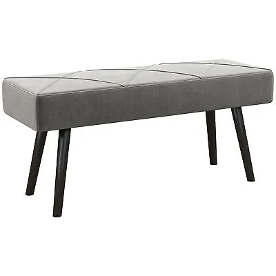 £39.99 • Buy HOMCOM End Of Bed Bench, Upholstered Hallway Bedroom With Steel Legs, Grey