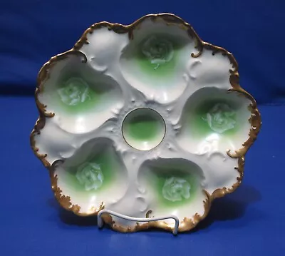 T & V French Limoges Oyster Plate With Roses • $48