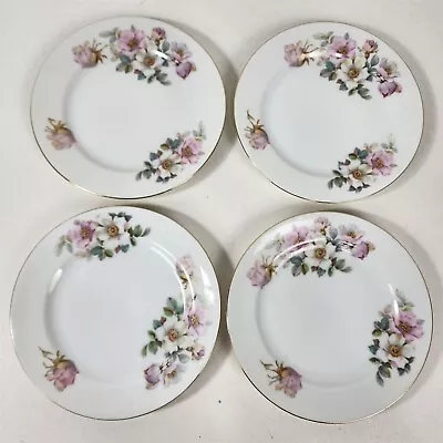 4 Epiag 02460 Pink & White Flowers Czechoslovakia Bread Plates - 6  • $29.95