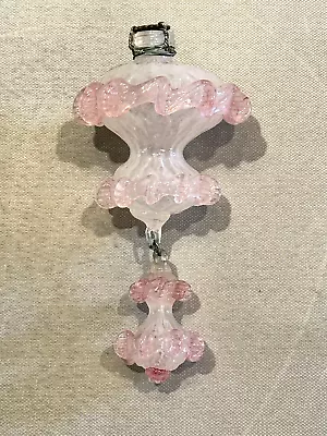 Vintage Pink Venetian Glass Two Piece Hand Blown Glass Chandelier Finial Bauble • $165