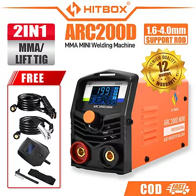 HITBOX ARC Welder 240V Inverter 200A Lift TIG MMA Mini Welding Machine Hot Start • £69.99