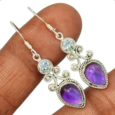 Natural Amethyst & Mecury Mystic Topaz 925 Silver Earrings Jewelry CE26595 • $11.99