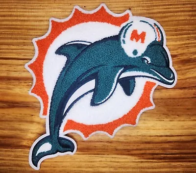 9  X 10  Miami Dolphins Chenille And Embroidered Iron On Patch. No Sewing Needed • $20