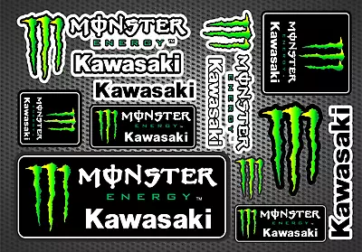 Kawasaki Monster Sticker Set X 13 Moto GP Ninja H2R ZXR1000R Z Spirit KX450 • £6.95