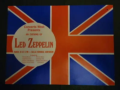 $495 • Buy LED ZEPPELIN 1970 Very Rare Original DALLAS Concert Handbill Flyer, Not FT WORTH