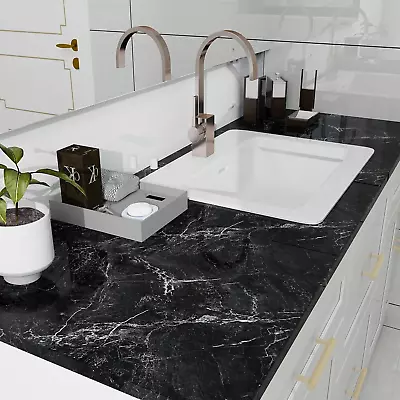 LXCREAT Black Marble Contact Paper Self Adhesive Waterproof Kitchen 15.7 X 118  • $17.99