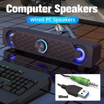 USB Wired Sound Bar PC Soundbar Stereo Gaming Speaker Home TV Computer Theater • $27.99