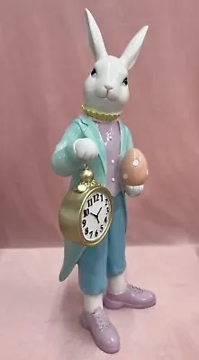 Easter Bunny Rabbit Clock Figure Decor 18” Tall Whimsical Mad Hatter • $125