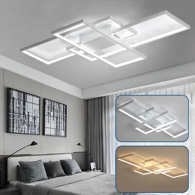 Modern LED Acrylic Ceiling Light Flush Mount Lamp Chandelier Living Room Remote • $73.15