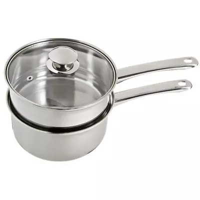 Double Boiler Pot 2.5 Qt. Stainless Steel Sauce Pan Cookware 3-Piece With Lid • $26.56