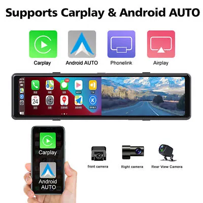 Full Touch 12  IPS 4G Wifi Car DVR Camera Android Auto Cam Smart Rearview Mirror • $100.99